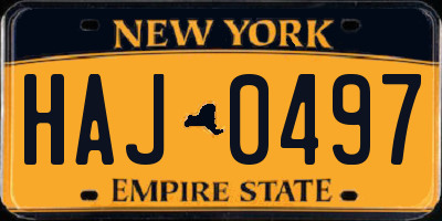 NY license plate HAJ0497