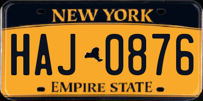 NY license plate HAJ0876