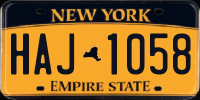 NY license plate HAJ1058