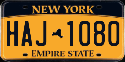 NY license plate HAJ1080