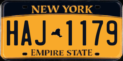NY license plate HAJ1179