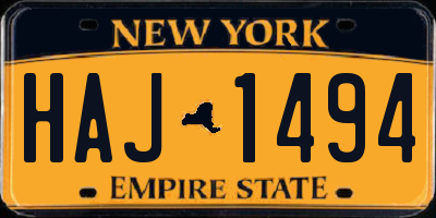NY license plate HAJ1494