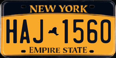 NY license plate HAJ1560