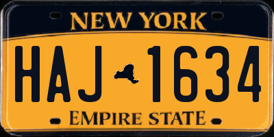 NY license plate HAJ1634