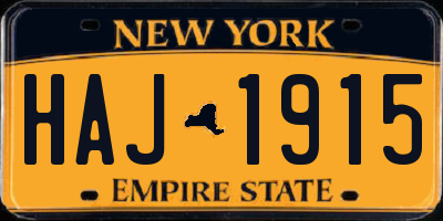 NY license plate HAJ1915