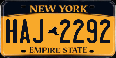NY license plate HAJ2292