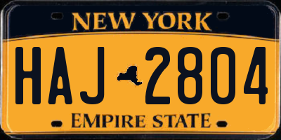NY license plate HAJ2804