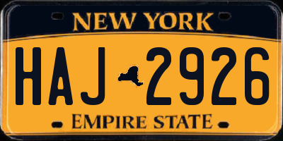 NY license plate HAJ2926
