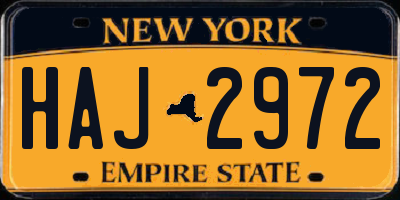 NY license plate HAJ2972