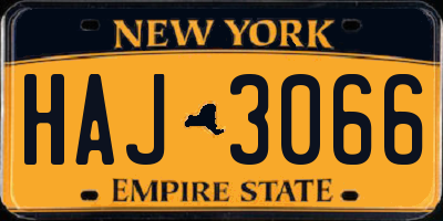 NY license plate HAJ3066