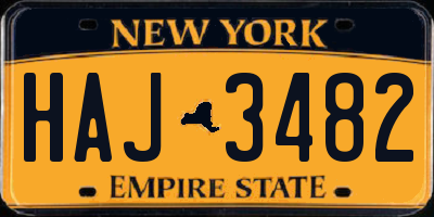 NY license plate HAJ3482