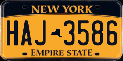 NY license plate HAJ3586