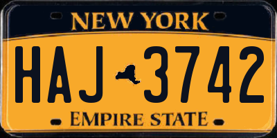 NY license plate HAJ3742
