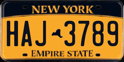 NY license plate HAJ3789