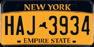 NY license plate HAJ3934