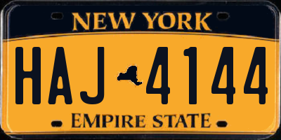 NY license plate HAJ4144