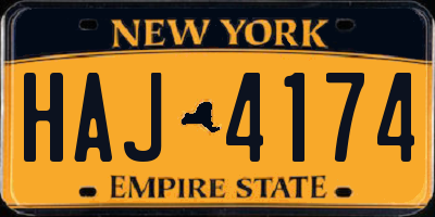 NY license plate HAJ4174