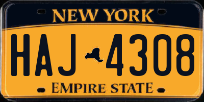 NY license plate HAJ4308