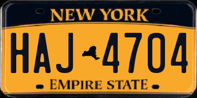 NY license plate HAJ4704