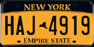 NY license plate HAJ4919