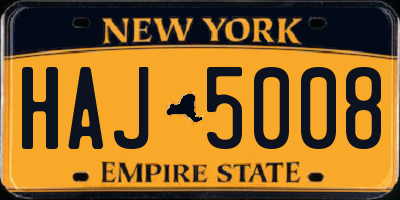 NY license plate HAJ5008