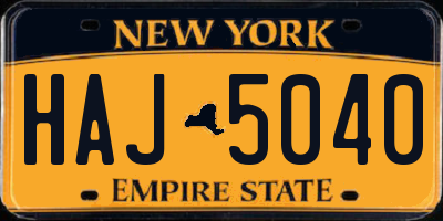 NY license plate HAJ5040