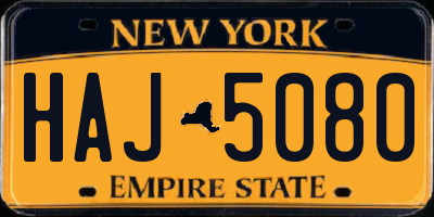 NY license plate HAJ5080