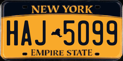 NY license plate HAJ5099
