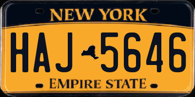 NY license plate HAJ5646