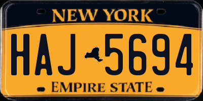 NY license plate HAJ5694