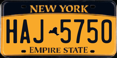 NY license plate HAJ5750