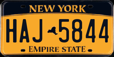 NY license plate HAJ5844