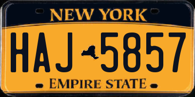 NY license plate HAJ5857