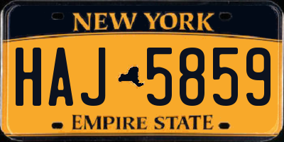 NY license plate HAJ5859