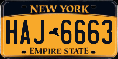 NY license plate HAJ6663
