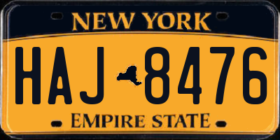 NY license plate HAJ8476