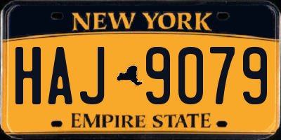 NY license plate HAJ9079