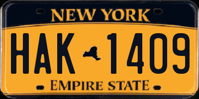 NY license plate HAK1409