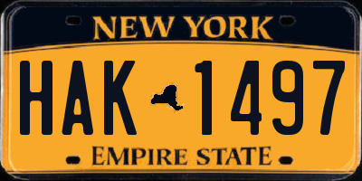 NY license plate HAK1497