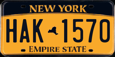 NY license plate HAK1570