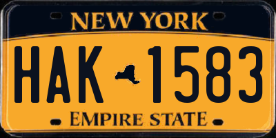 NY license plate HAK1583