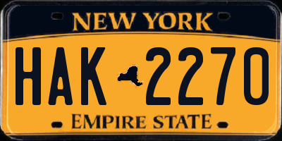 NY license plate HAK2270