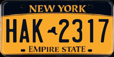 NY license plate HAK2317