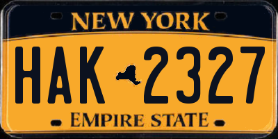 NY license plate HAK2327