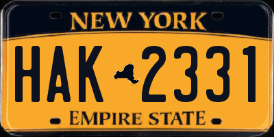 NY license plate HAK2331