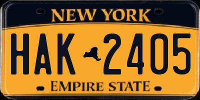 NY license plate HAK2405