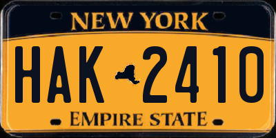 NY license plate HAK2410