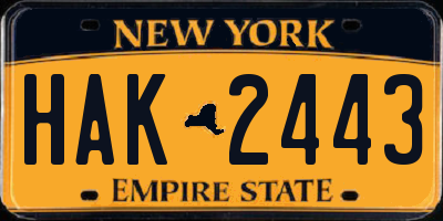 NY license plate HAK2443