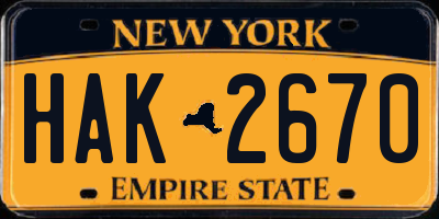 NY license plate HAK2670