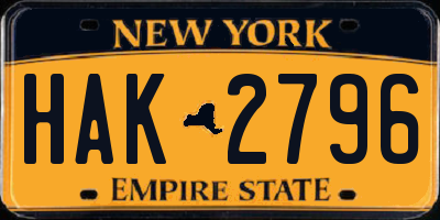 NY license plate HAK2796